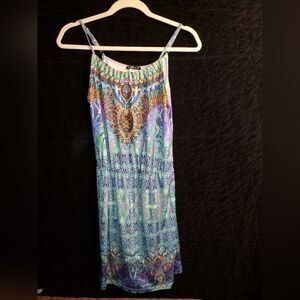 Venus nwot woman’s beach dress, vibrant color/pattern, bedazzled. Size XS